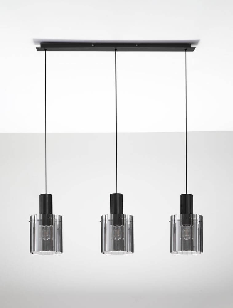 Mirbi Pendelleuchte 4-flammig Schwarz, Rauch - elegante Pendelleuchte mit rauchfarbener Optik und minimalistischen Design.