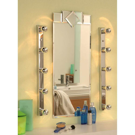 Mirror Regula light bar max. 5x40W E14 chrome on a mirror, decorative wall lighting in the bathroom.