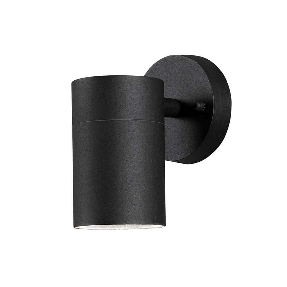 Modena Außen-Wandleuchte Schwarz, klares Glas, Reflektor, elegante Außenbeleuchtung für moderne Fassaden.