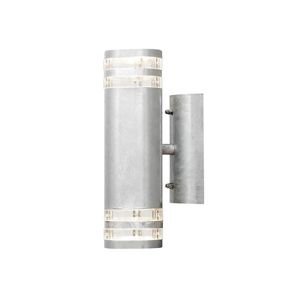 Modena Außenwandlampe mit Lichtkegel galvanisierter Stahl, elegante Wandbeleuchtung aus Stahl.
