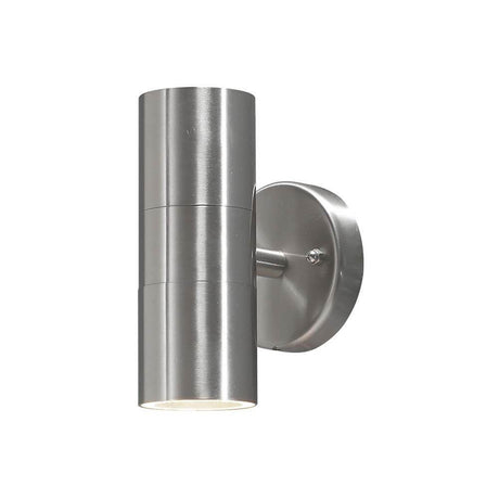 Modena outdoor wall light with double light cone, stainless steel, stylish stainless steel outdoor light with double light emission.