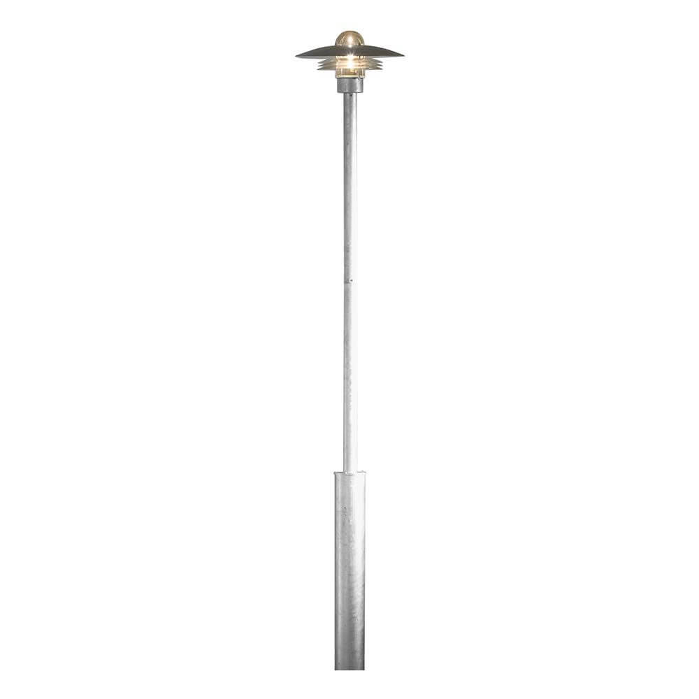 Modena Standleuchte galvanisierter Stahl, klares Glas im modernen Design für stilvolle Beleuchtung.