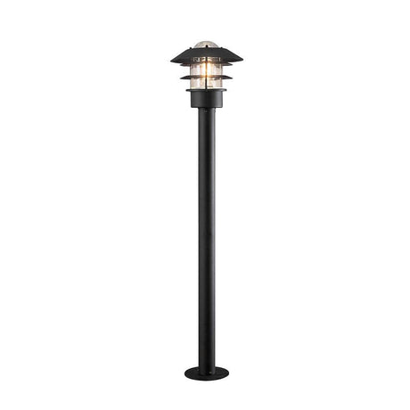 Modena Wegeleuchte Schwarz, klares Glas – elegante Außenbeleuchtung für den Garten.
