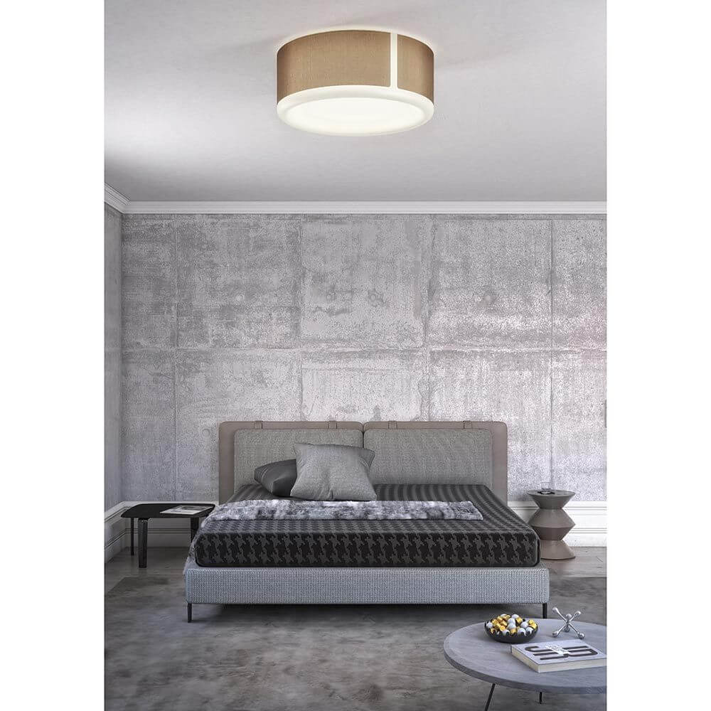Apollo LED Deckenlampe Ø 45cm Textil Anthrazit Dimmbar in modernem Schlafzimmer über dem Bett
