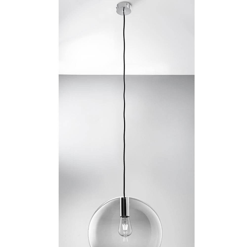 Loon Pendellampe E27 in Chrom mit elegantem Design und ohne Schirm, ideal für moderne Architektur.