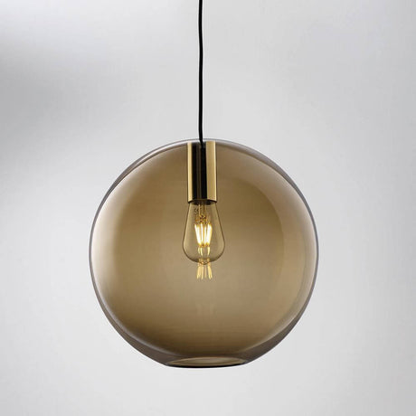 Loon mundgeblasener Glasschirm Ø 35cm Braun als dekorative Hängeleuchte mit Retro-Optik.