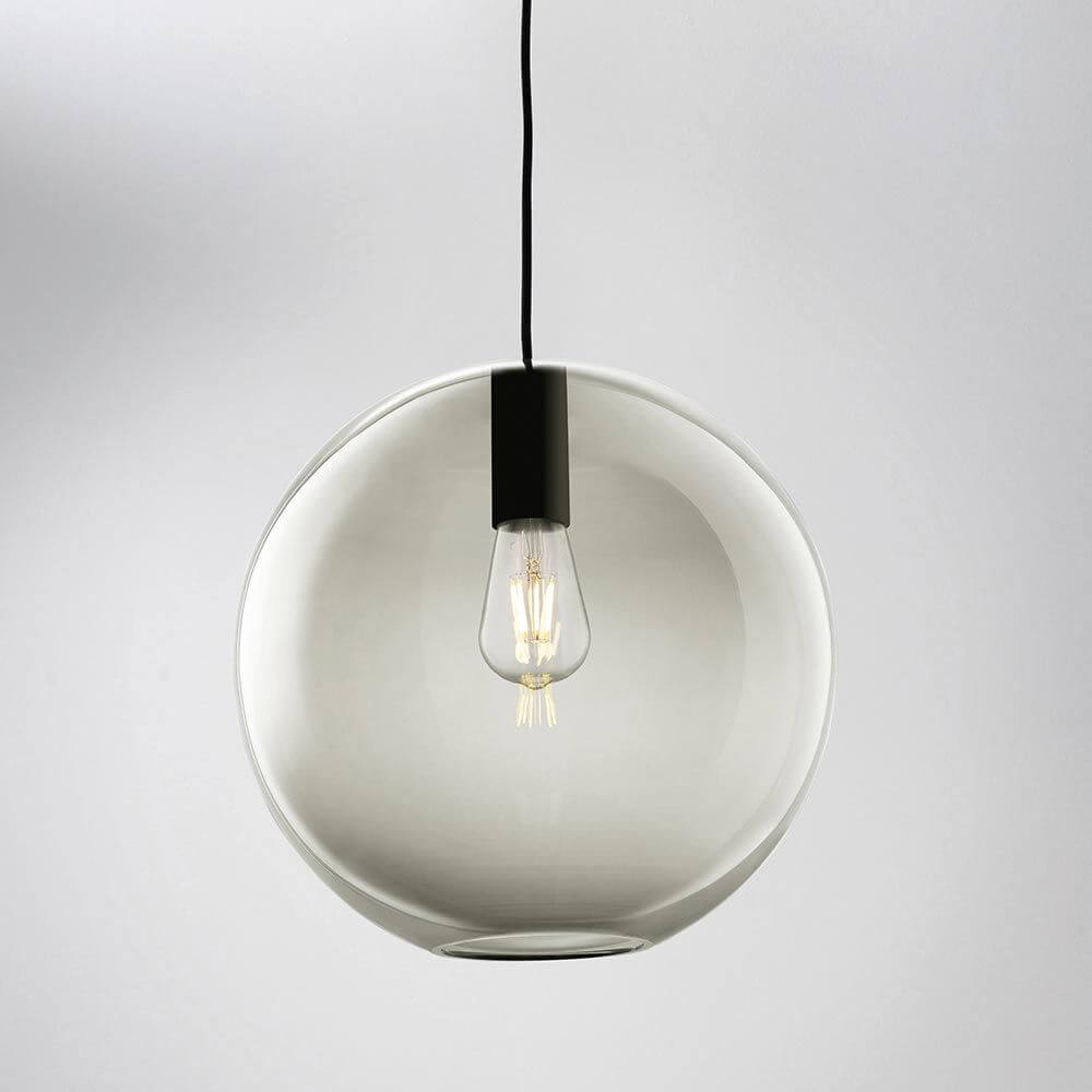 Loon munnblåst glasskjerm Ø 35 cm grå, dekorativ pendellampe med retrolook i grått.
