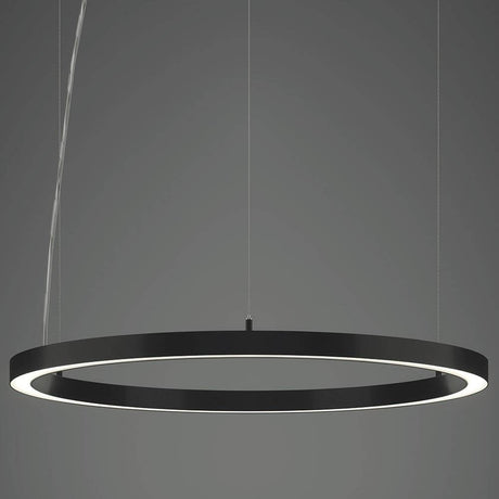 Rinq LED-Hängeleuchte Ø 300cm Schwarz direkt & indirekt, Aluminium mit opal-weißer Abdeckung, homogene Lichtverteilung.