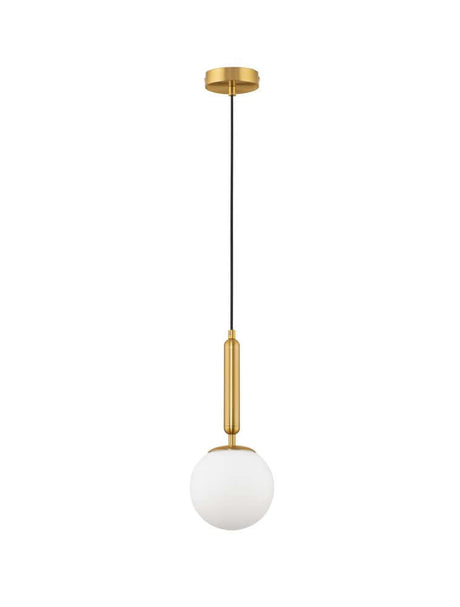 Suspension Monet Ø 15 cm or, blanc – suspension scandinave avec douille dorée et abat-jour boule blanc