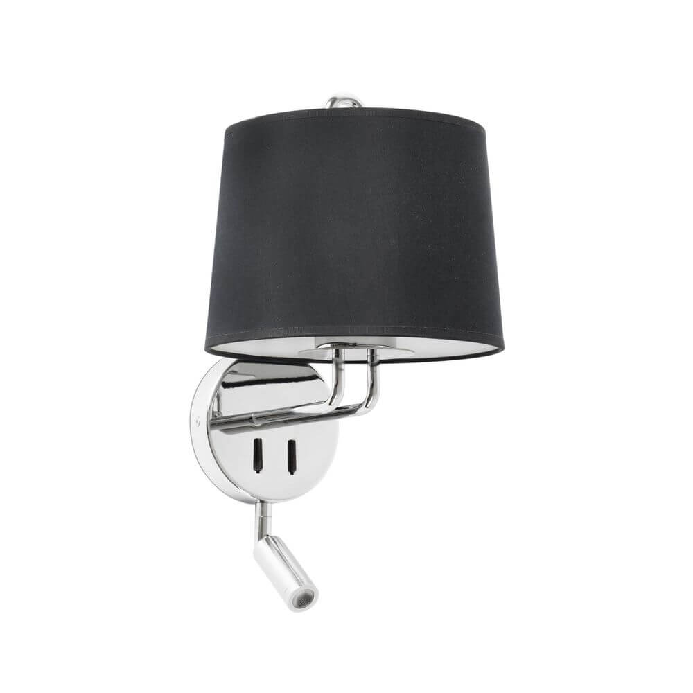 Montreal Wandleuchte mit LED-Lesearm (ohne Schirm) in modernem Design mit schwarzem Lampenschirm.