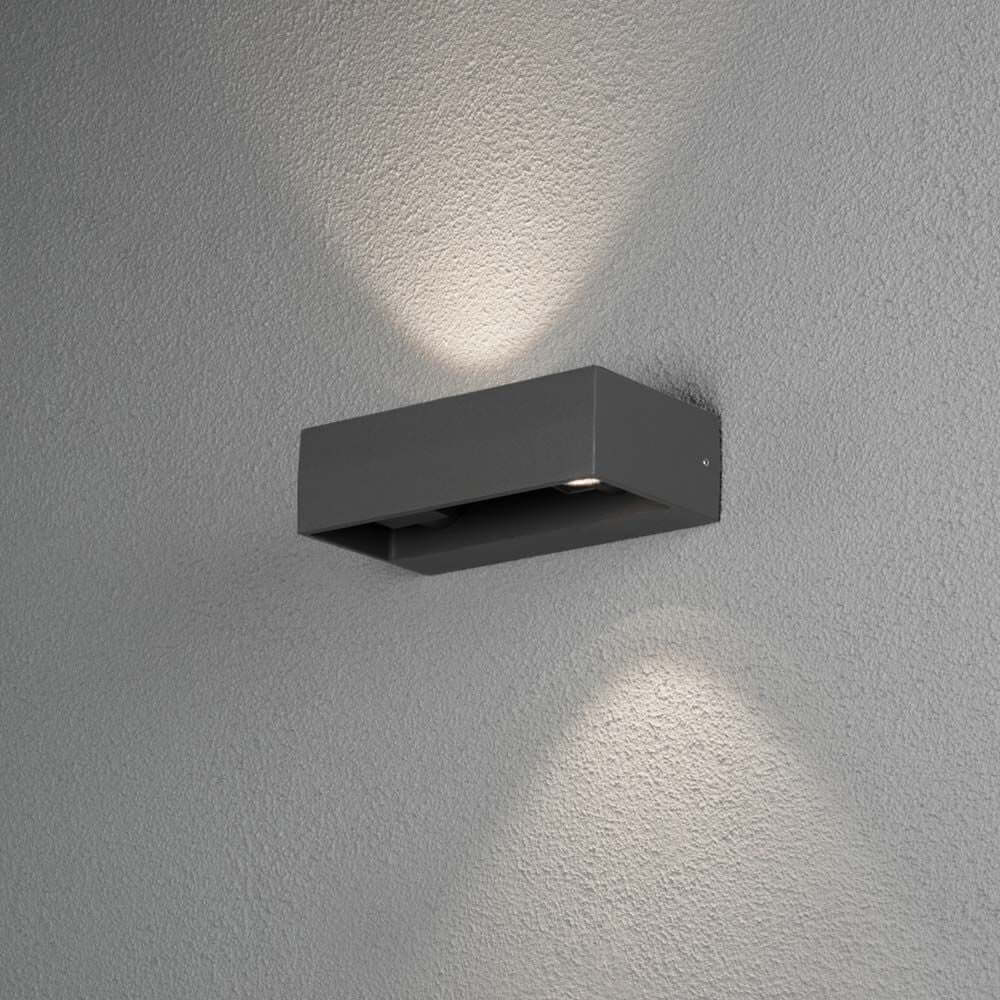 Monza LED Außen Wandleuchte 2-flammig in Anthrazit mit 360° Spotdrehung und IP54 für Außenbereiche