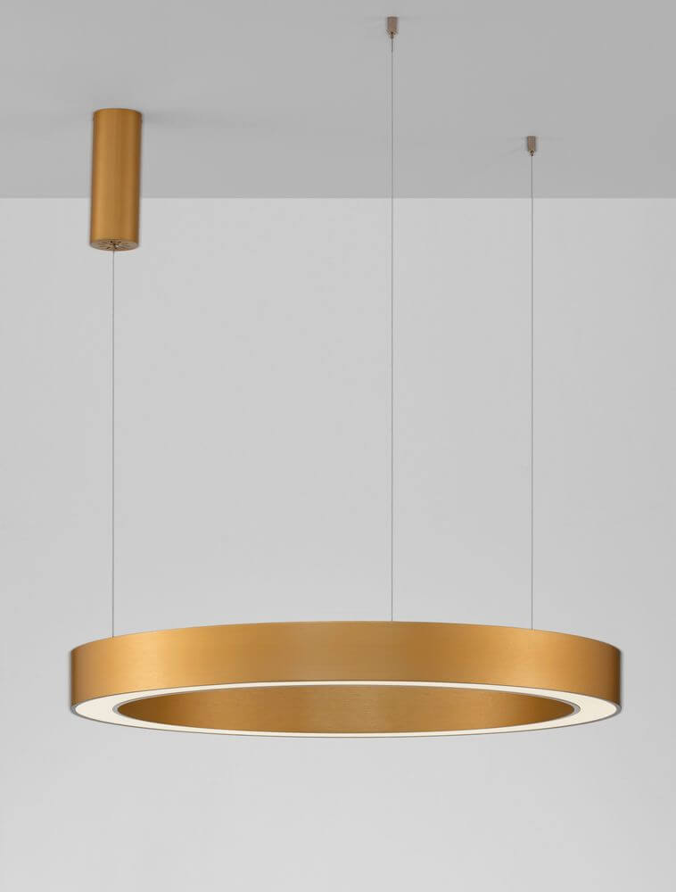 Morbido LED Pendelleuchte Ø 80cm 2700, 4000K in gold mit minimalistischem Design.