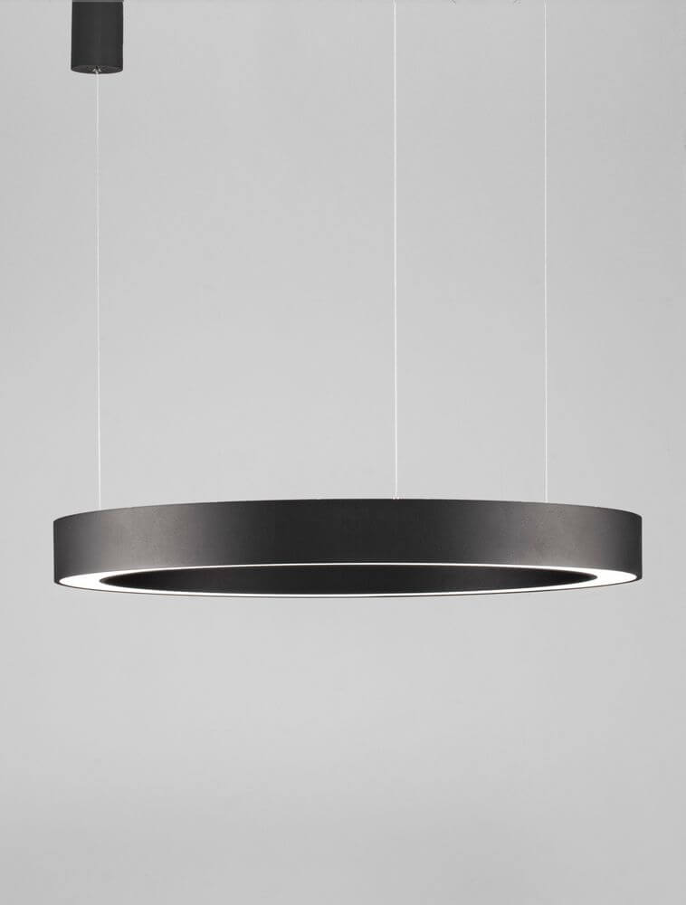 Morbido LED Pendelleuchte Ø 80cm 2700, 4000K in minimalistischer Ausführung mit schwarzem Gehäuse.