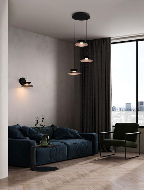 Morfi Pendelleuchte 3-flammig Ø 42cm 3000K Schwarz, Gold, moderne Deckenleuchte für stilvolles Wohnzimmer