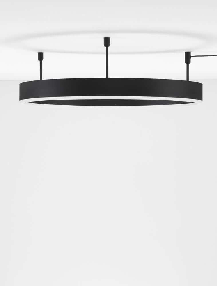 Motif LED Deckenleuchte Ø 60cm 3000K in Schwarz, elegante runde Pendelleuchte für stilvolle Beleuchtung.