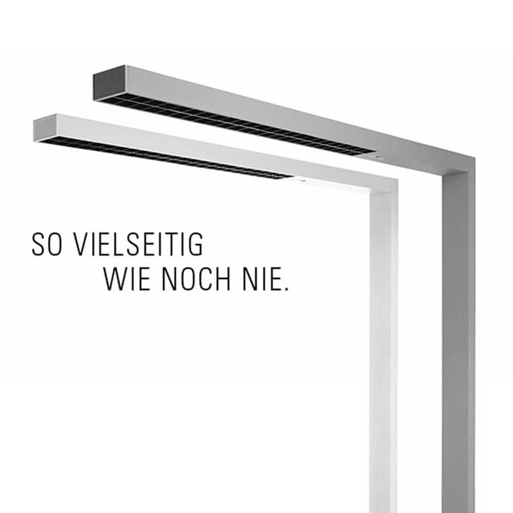 LED Büro Stehlampe mit modernem Design, vielseitig und ergonomisch für optimale Arbeitsplatzbeleuchtung.