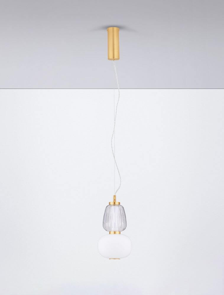 Movil Pendelleuchte 2-flammig Ø 17cm 3000K Gold elegante und moderne Deckenlampe in gold und weiß.
