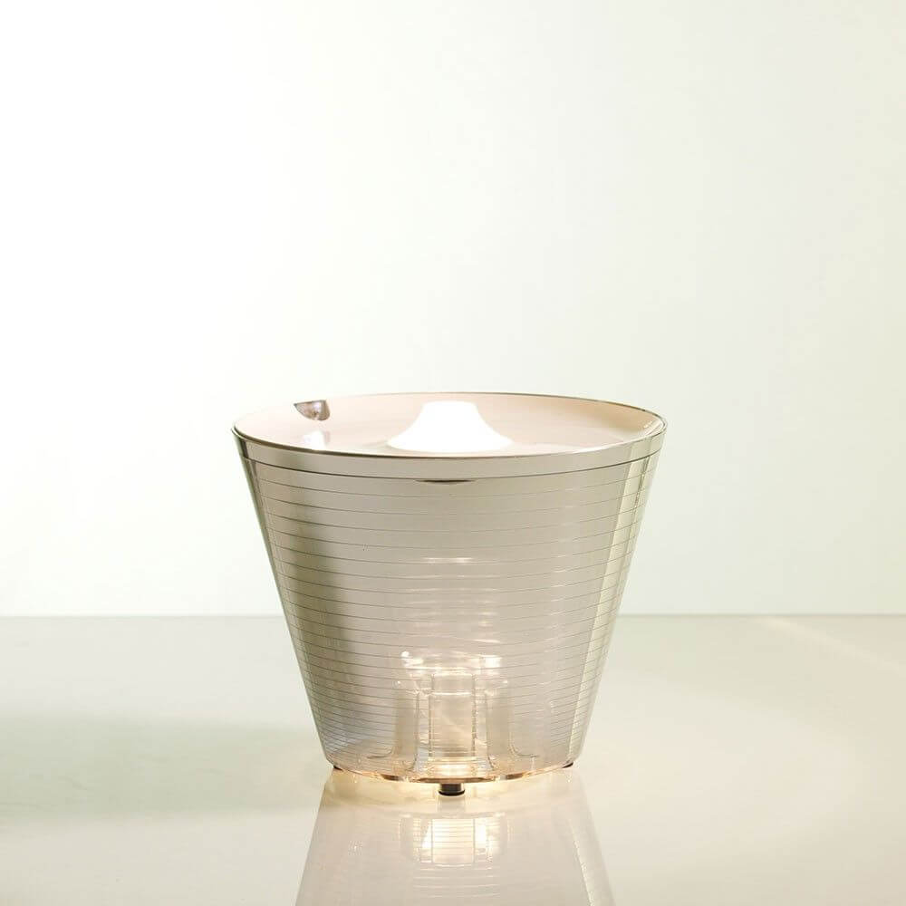 Rotaliana Multipot+ Tischleuchte Kabelcontainer + Ladestation Chrom elegante Tischleuchte in silberner Farbe