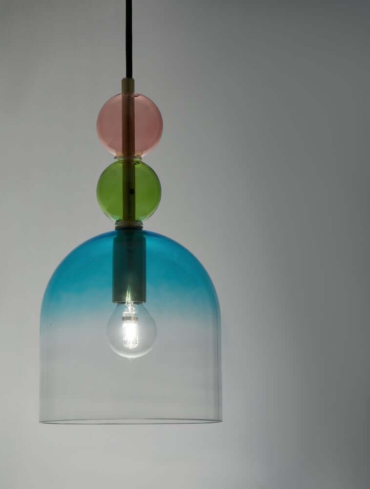 Murano Pendelleuchte Ø 16cm Gold, Mehrfarbig mit buntem Glas und harmonischem Lichtambiente.