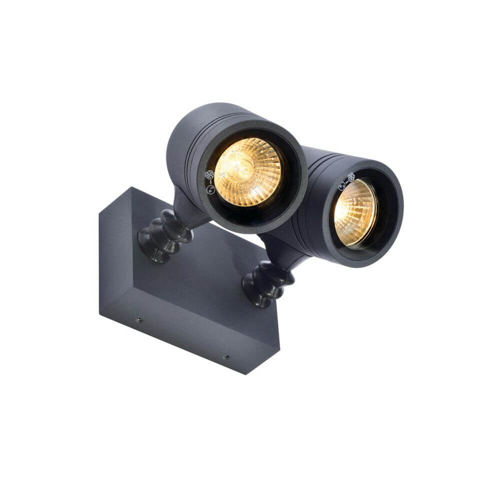 NEW MYRA WALL Spot Wandleuchte Silbergrau 2xGU10 max. 2x50W IP55 mit drehbaren Leuchtenköpfen