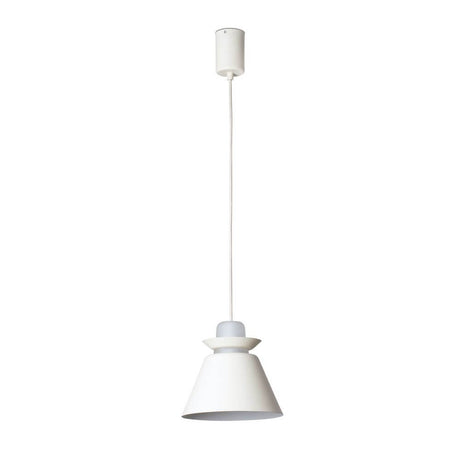 Naos hængelampe hvid, moderne pendel med opalglas diffusor og industrielt design.