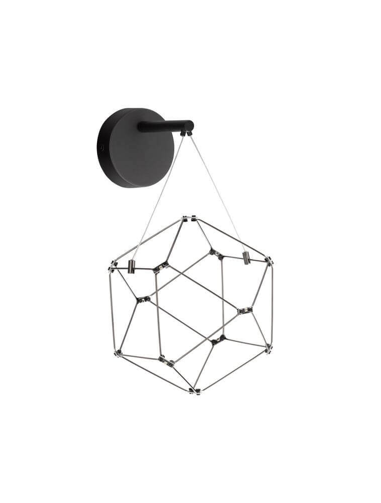 Nebula LED Wandleuchte Ø 23,4cm 3000K an schwarzem Wandhalter mit geometrischem Design.