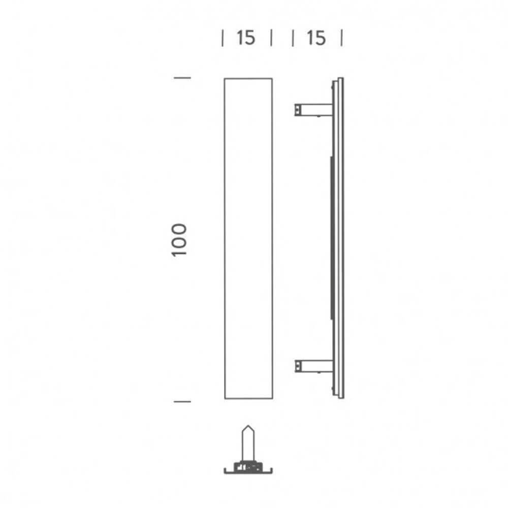 Nemo Angolo Mezzo LED Ecklampe 100cm technische Zeichnung mit Abmessungen.
