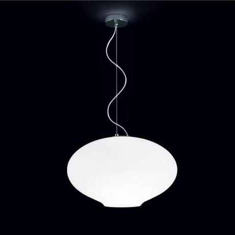 Nemo Anita Glas Hängelampe Ø 54cm, große Pendelleuchte aus geblasenem Triplex-Opalglas mit verchromten Metallteilen.