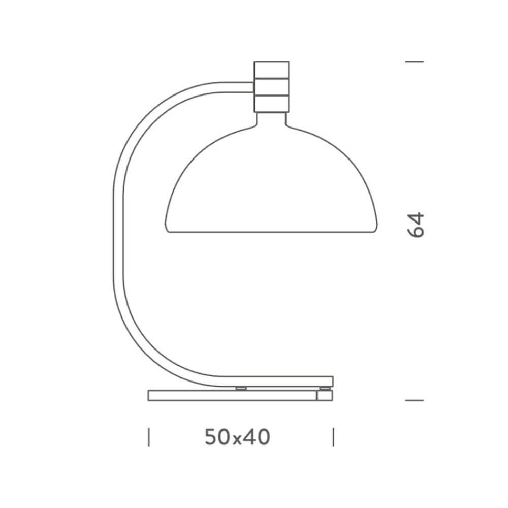 Nemo AS1C Tischlampe Albini mit eleganter Form und opalweißem Glasschirm auf einem verchromten Stahlgestell.