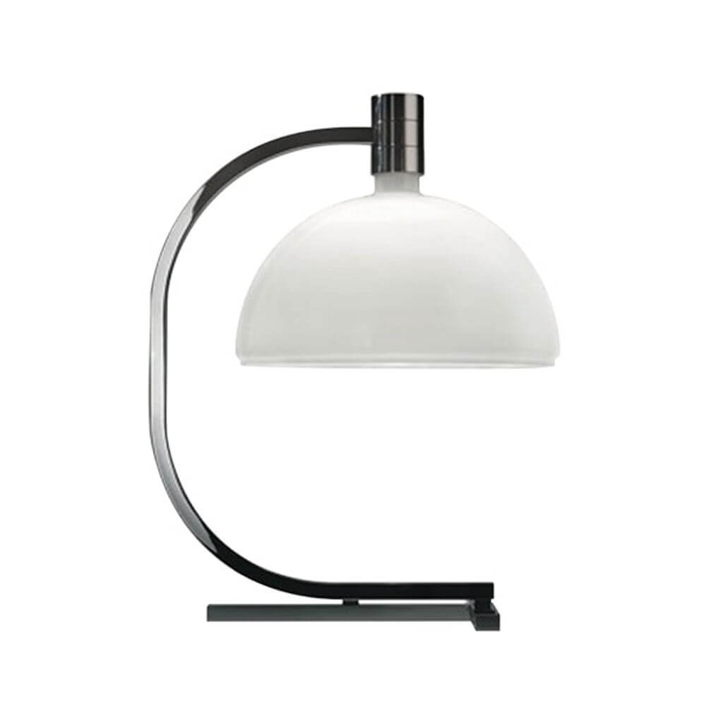 Nemo AM1N Tischlampe von Franco Albini mit opalen Glasschirm und verchromtem Stahl, elegantes Design für jedes Raum.