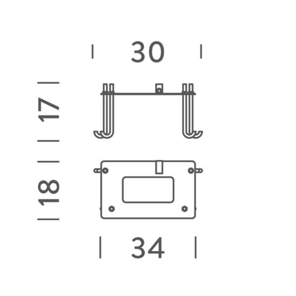 Nemo Borne Béton Petite Outdoor Befestigungsplatte technische Zeichnung mit Abmessungen 30x34 mm
