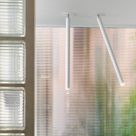 Nemo Canna Nuda 50cm LED recessed ceiling spotlight in a modern room design, stylishly mounted on the ceiling.