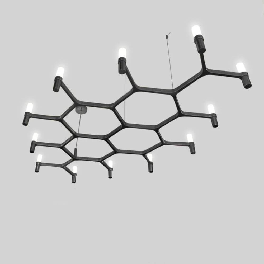 Moderne Hängeleuchte in geometrischer Form mit 12 Lichtquellen, ideal für stilvolle Räume.