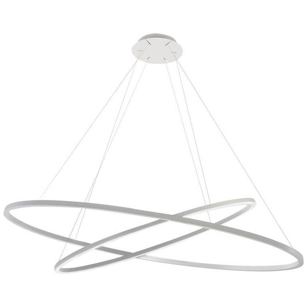 Nemo Ellisse Double Mega LED Hängeleuchte 186x95cm in modernem Design mit ovalen Ringen und opalem Diffusor.
