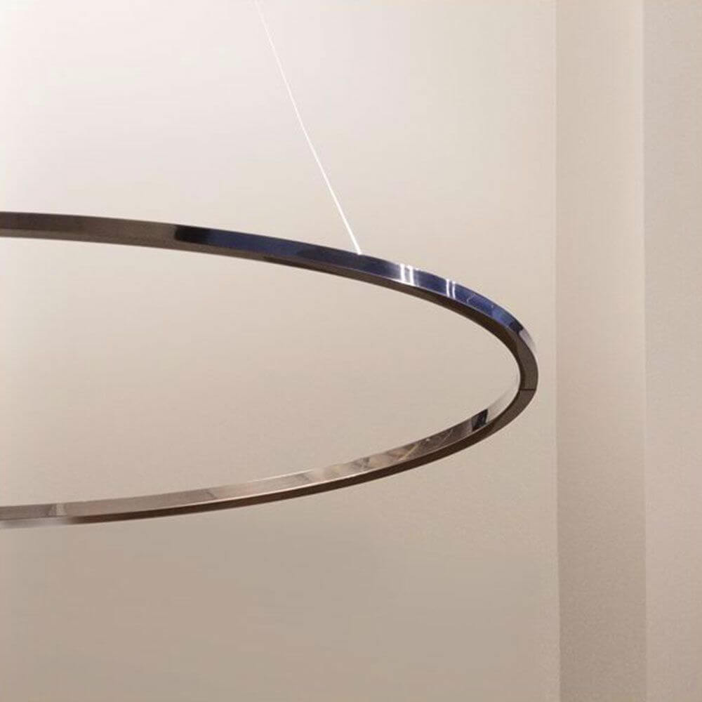 Nemo Ellisse Major Up LED Hängelampe 133x70cm indirekt in gebürstetem Aluminium, stilvolles Design mit indirektem Licht.