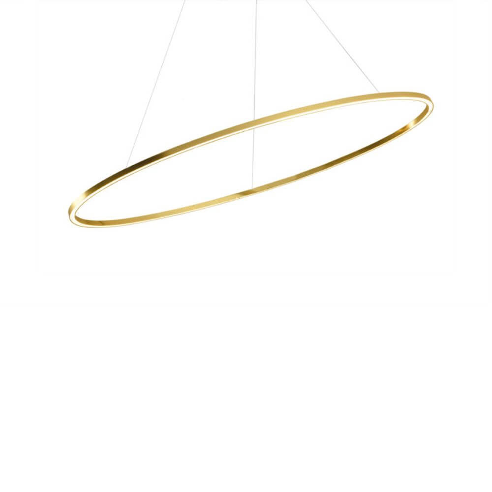 Nemo Ellisse Minor LED Hängelampe 97x40cm direkt in eloxiertem Gold, elegantes Design für moderne Wohnräume.