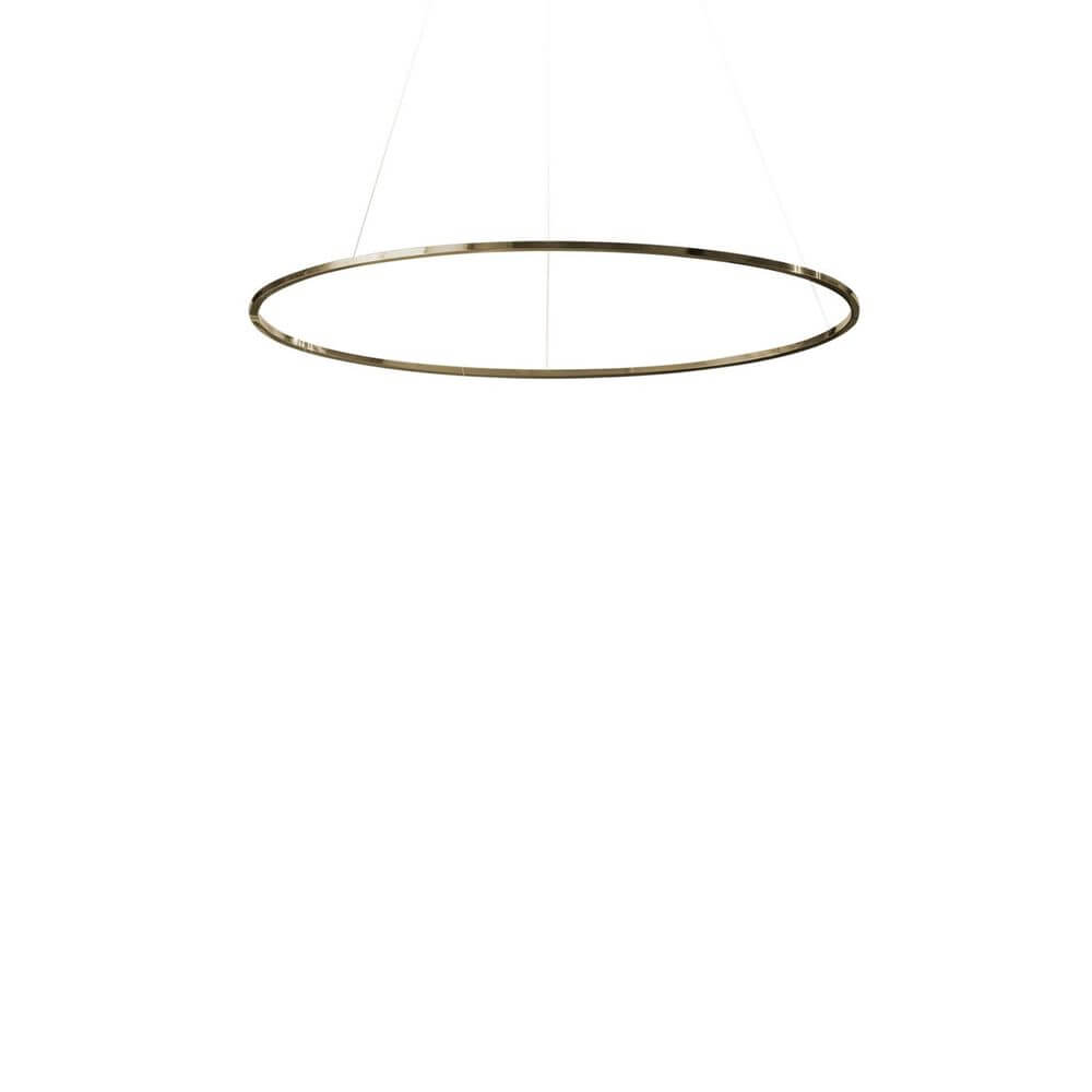 Nemo Ellisse Minor Up LED Pendelleuchte 97x40cm indirekt in elegantem Design mit goldfarbenem Ring.
