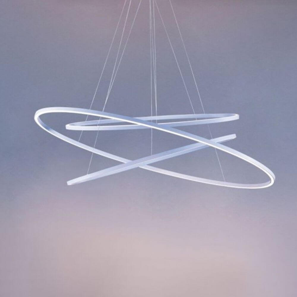 Nemo Ellisse Triple LED Hängelampe 3 Ringe mit ovalen Ringen in zeitgenössischem Design.