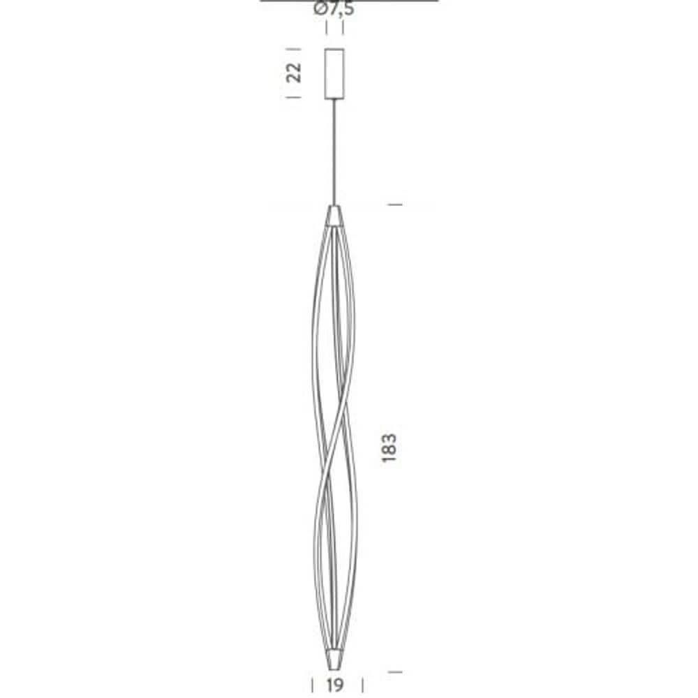 Technisches Diagramm der Nemo In The Wind Vertical LED Hängeleuchte 183cm mit Abmessungen und Details.