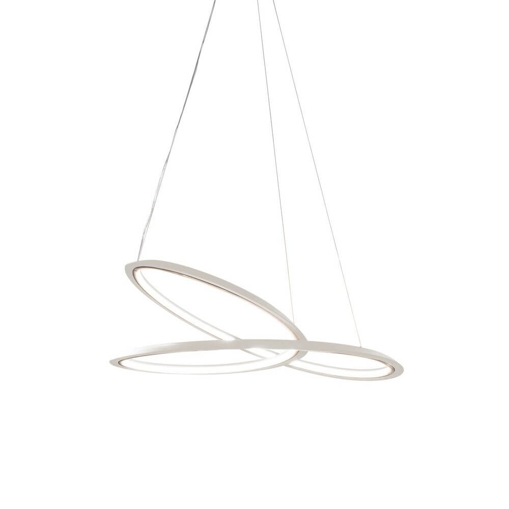 Nemo Kepler Downlight LED Hängelampe Ø 110cm in modernem Design mit drei schwebenden Ringen auf weißem Hintergrund.