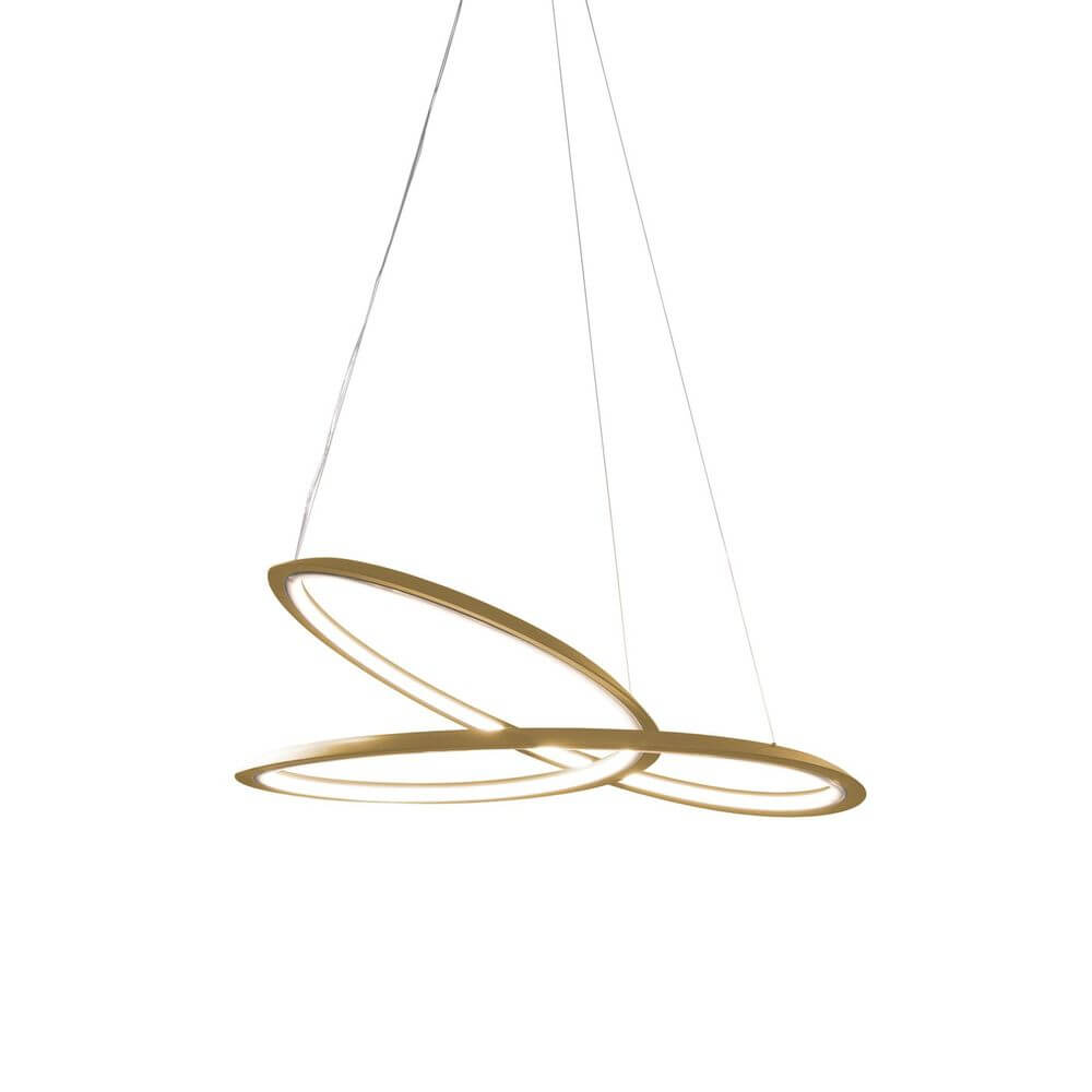Nemo Kepler Downlight LED Hängelampe Ø 110cm, moderne Pendelleuchte mit drei runden Elementen in Gold.
