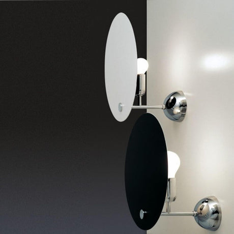Nemo Kuta wall light for indirect light with black and white reflectors and chrome-plated brackets.