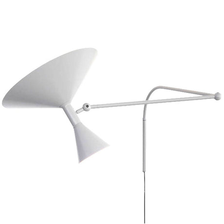 Nemo Lampe De Marseille wall light with arm in white finish, adjustable with joints and diffuser.