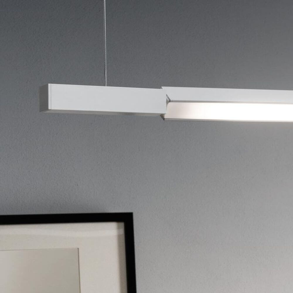 Nemo Linescapes Horizontal 130 LED Hängelampe drehbar in weißem Aluminium mit Diffusor