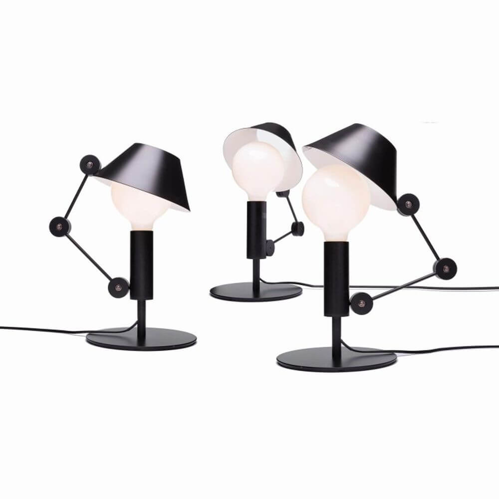 Nemo Mr. Light Tischlampe - Grafische und verspielte Tischlampen mit beweglichem Arm und schwarzem Metall.