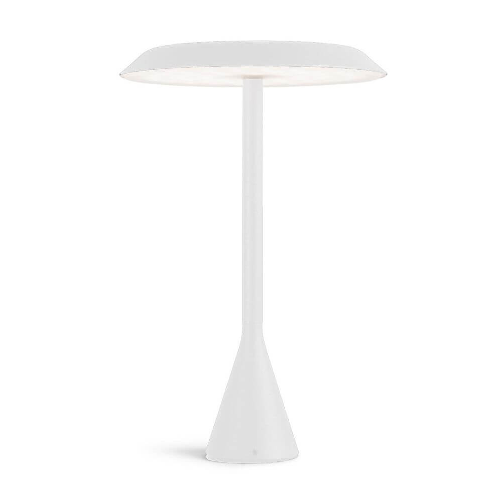 Nemo Panama Mini LED Akku-Tischlampe 30cm in elegantem Weiß mit modernem Design und blendfreier Beleuchtung.