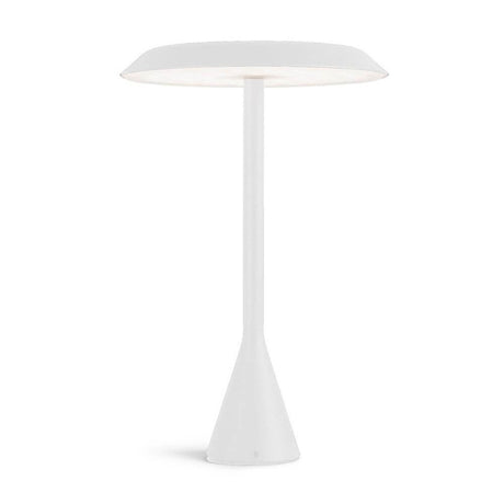 Nemo Panama Mini LED Akku-Tischlampe 30cm in elegantem Weiß mit modernem Design und blendfreier Beleuchtung.