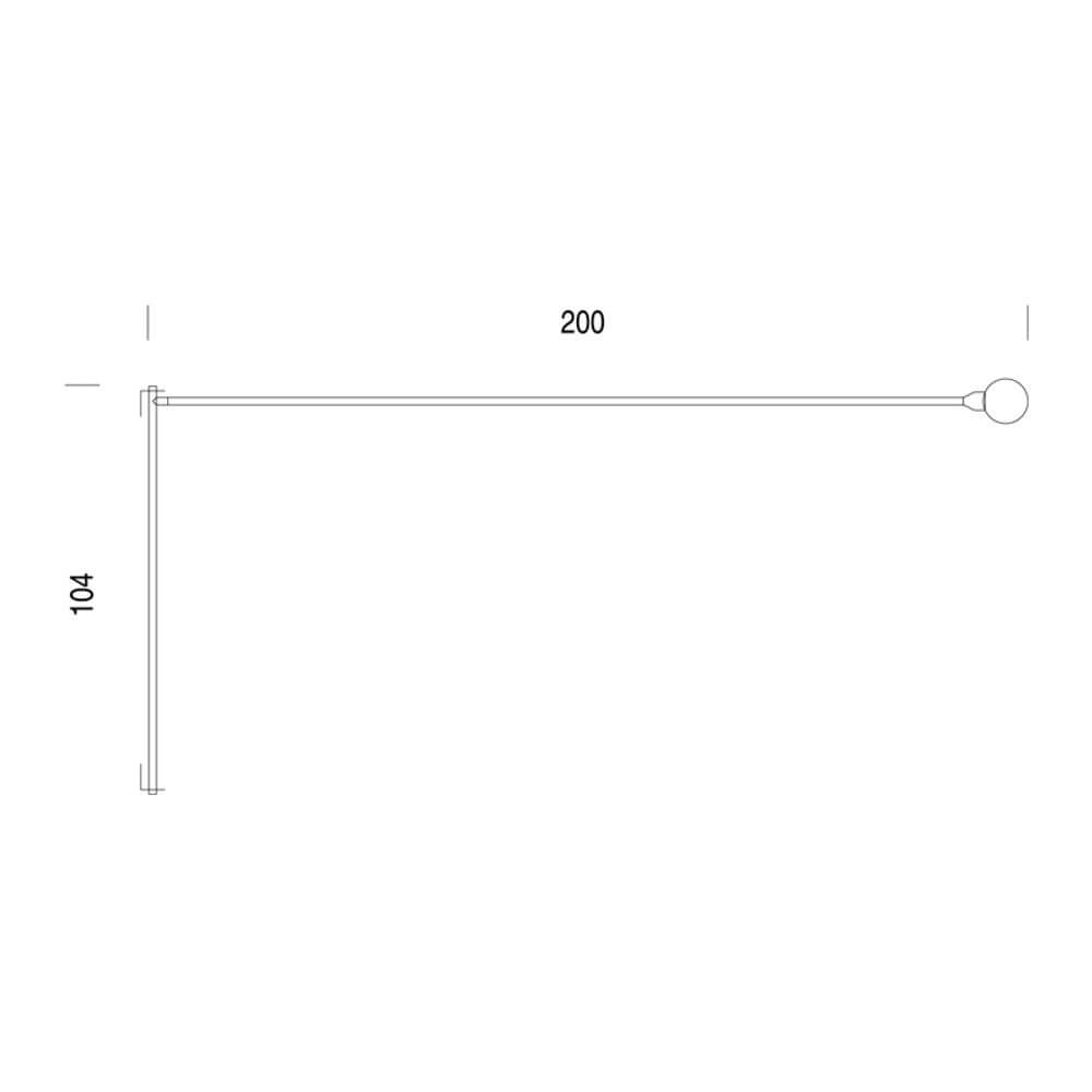 Nemo Potence Pivotante Wandlampe 200cm technische Zeichnung, Maßstab und Übersicht der Lampe.