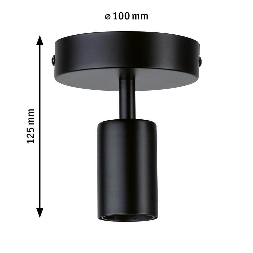 Neordic Wand- & Deckenleuchte Malja Schwarz Metall, schwarze Deckenleuchte mit E27 Sockel, modernes Design, Maße Ø 100 mm, 125 mm hoch.
