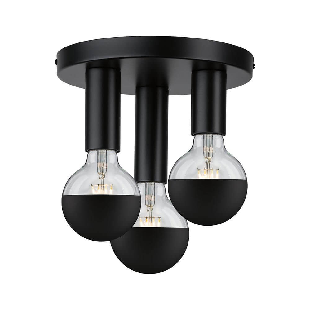 Neordic Deckenleuchte Skogen 3-flammig Schwarz Metall mit drei dekorativen E27 Leuchtmitteln in modernem Design.
